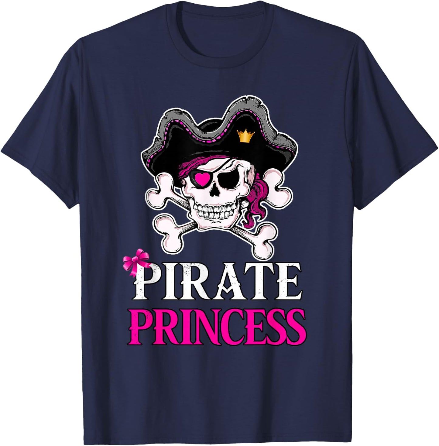 Pirate Princess Crossbones Jolly Roger Flag Pirate T-Shirt - T-Shirt | Navy