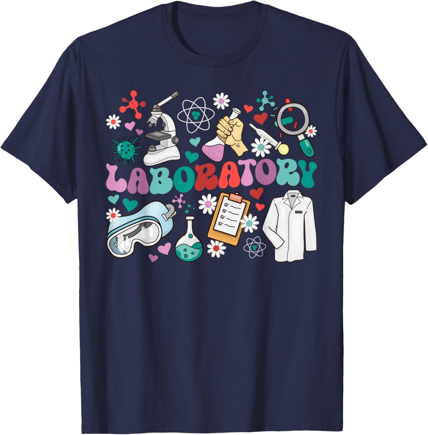 Laboratory Groovy Lab Technologist Laboratory Technician T-Shirt - T-Shirt | Navy