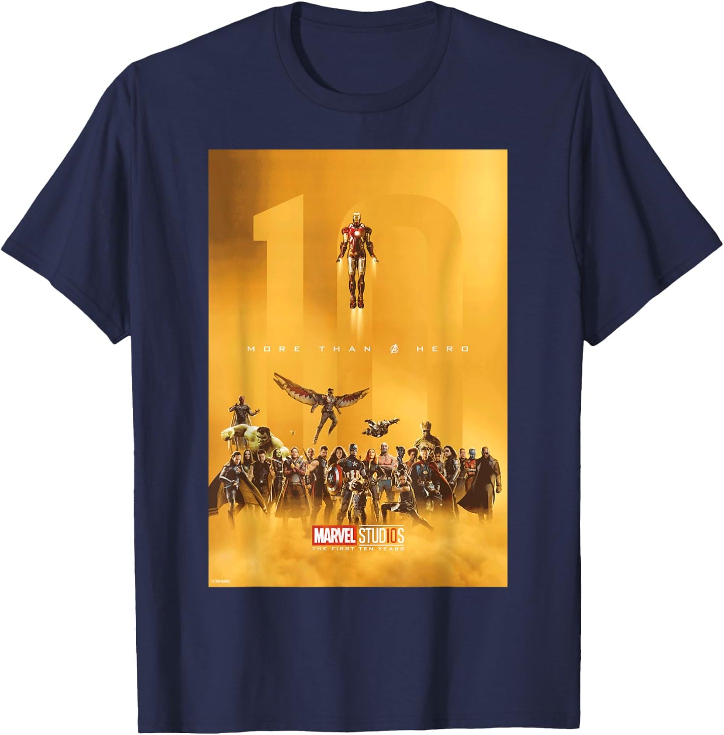Marvel Studios 10 Years of Heroes Poster Graphic T-Shirt - T-Shirt | Navy