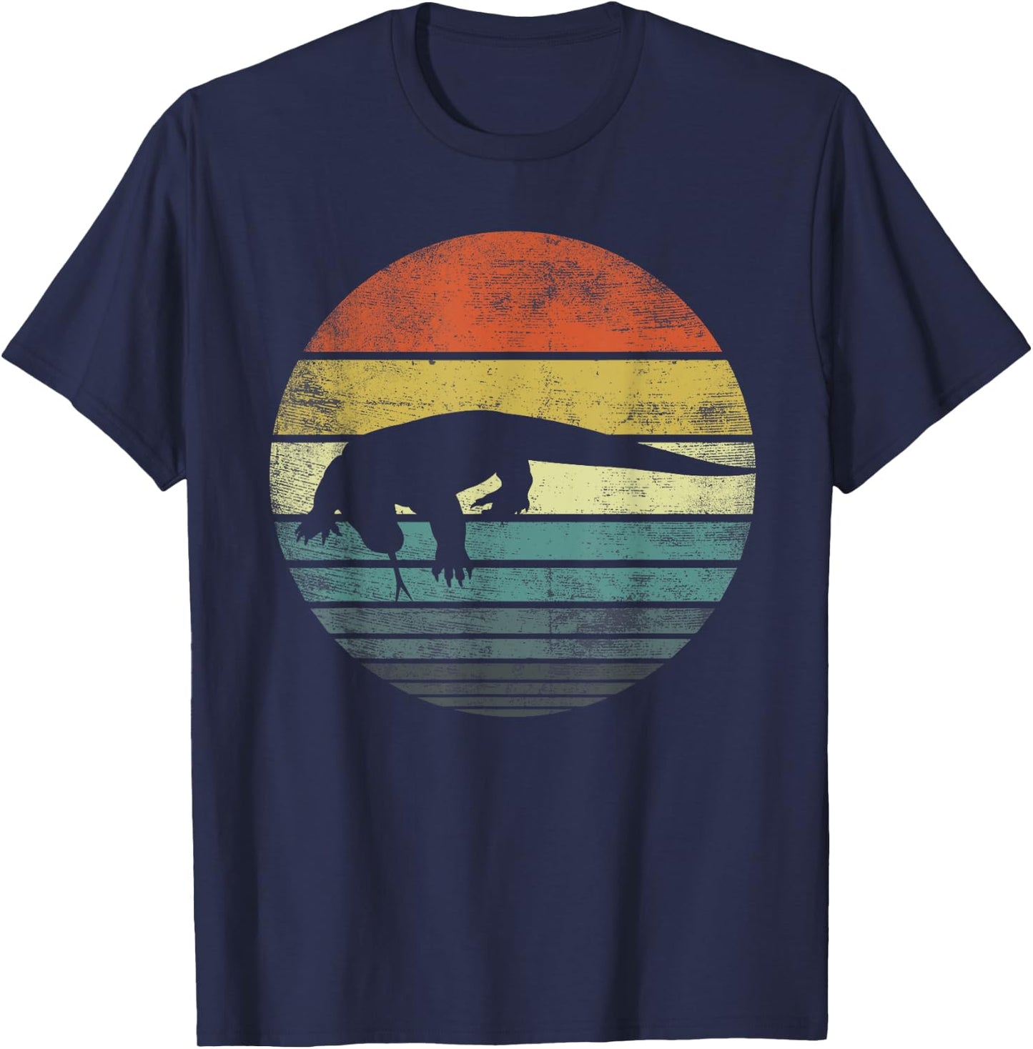 Komodo Dragon Lover Gift Retro Vintage Zoo Animal Silhouette T-Shirt - T-Shirt | Navy