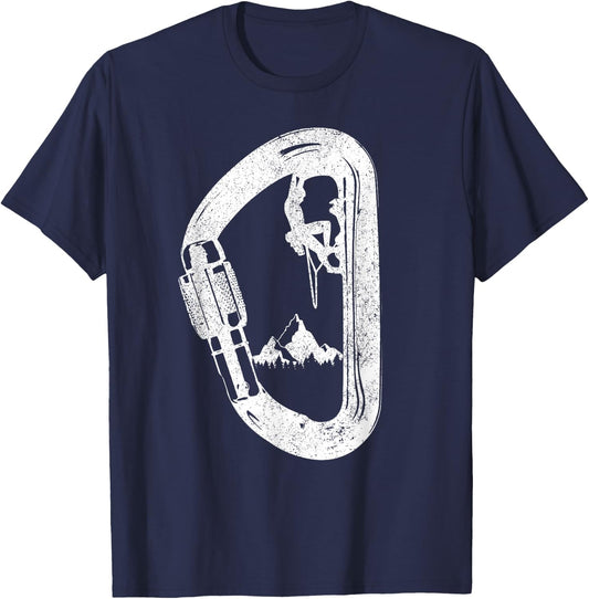 Rock Climbing Carabiner Mountaineering Climber T-Shirt - T-Shirt | Navy