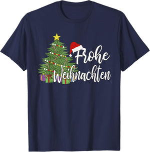German Matching Present Merry Christmas Frohe Weihnachten T-Shirt - T-Shirt | Navy