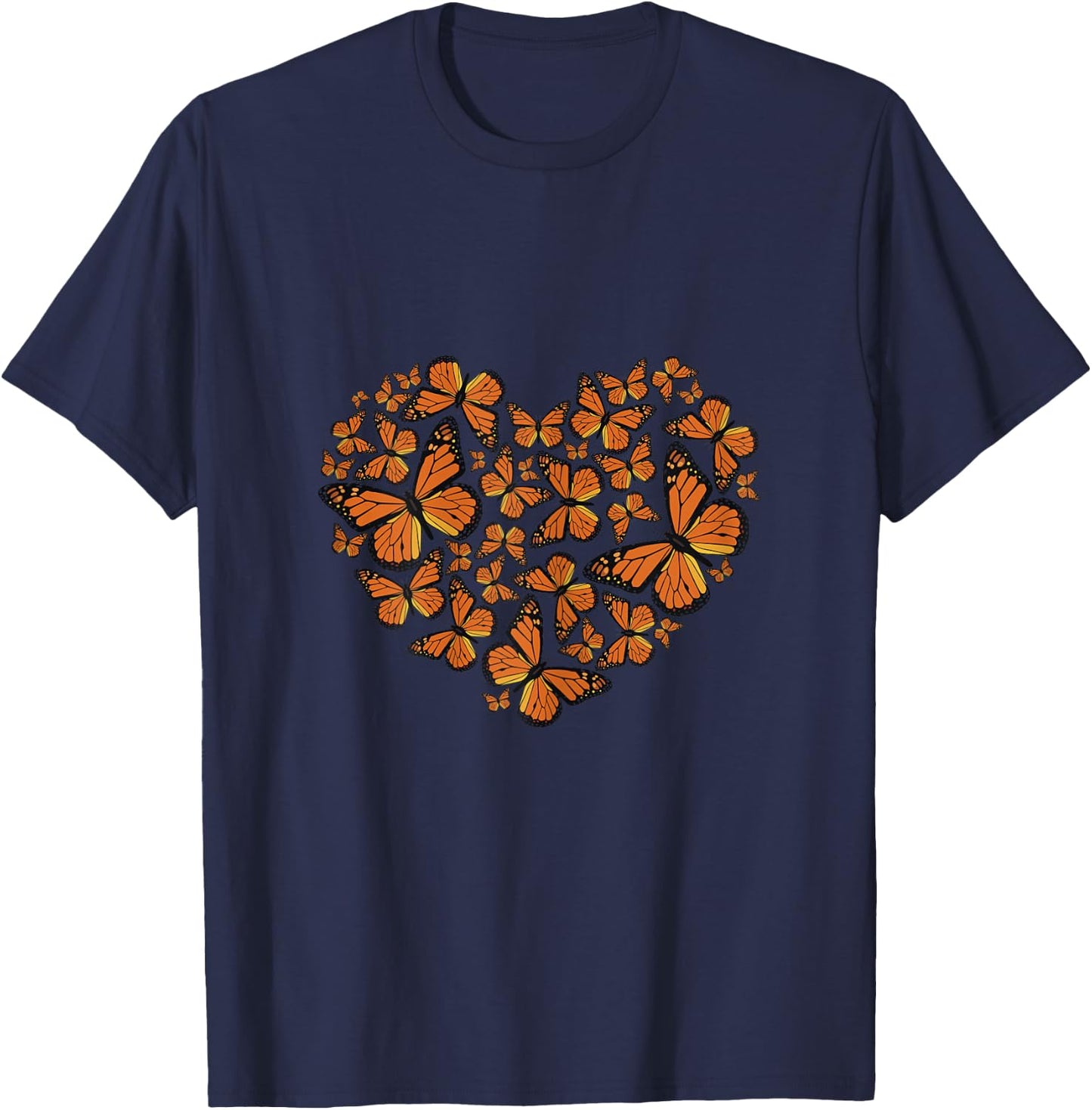 Monarch Butterfly Love Heart Gift and Girls T-Shirt - T-Shirt | Navy