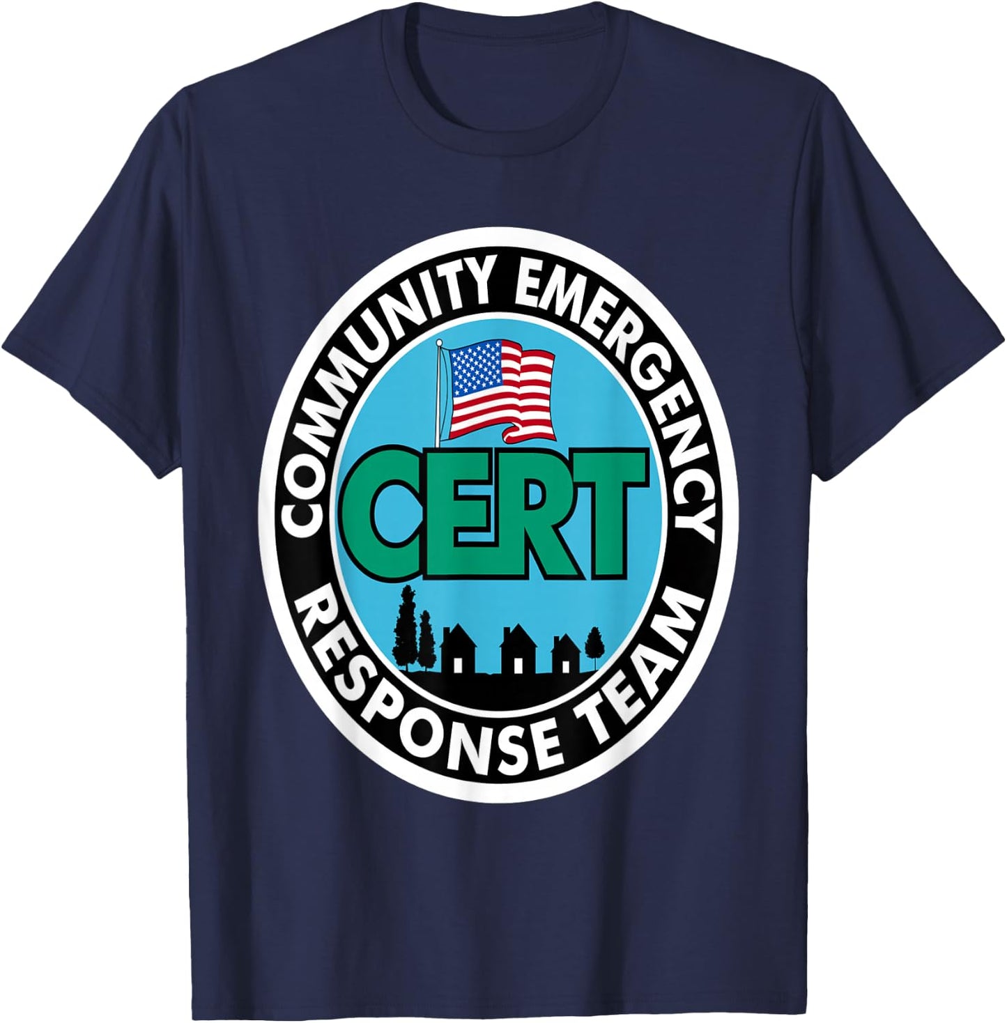 CERT Community Emergency Response Team White Front Print T-Shirt - T-Shirt | Navy