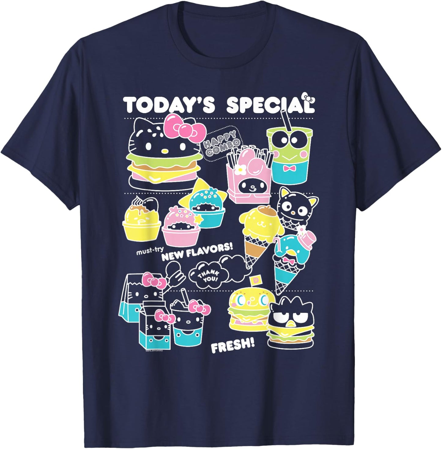 Hello Sanrio Kawaii Burger Shop Foodie Menu Shirt T-Shirt - T-Shirt | Navy