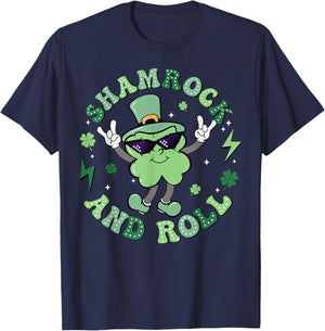 Shamrock and Roll St Patricks Day Clover Irish Kid Boys Girl T-Shirt - T-Shirt | Navy