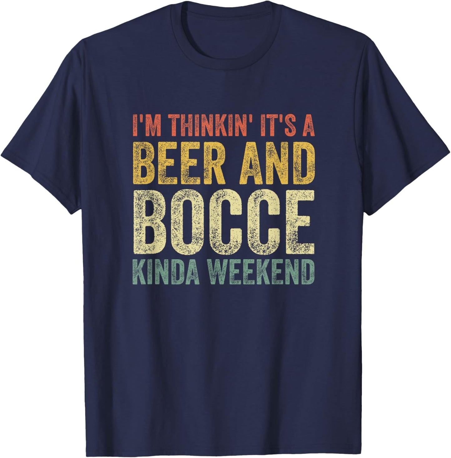 Bocce Shirt Funny Retro Vintage Gift Men Beer And Bocce Ball T-Shirt - T-Shirt | Navy