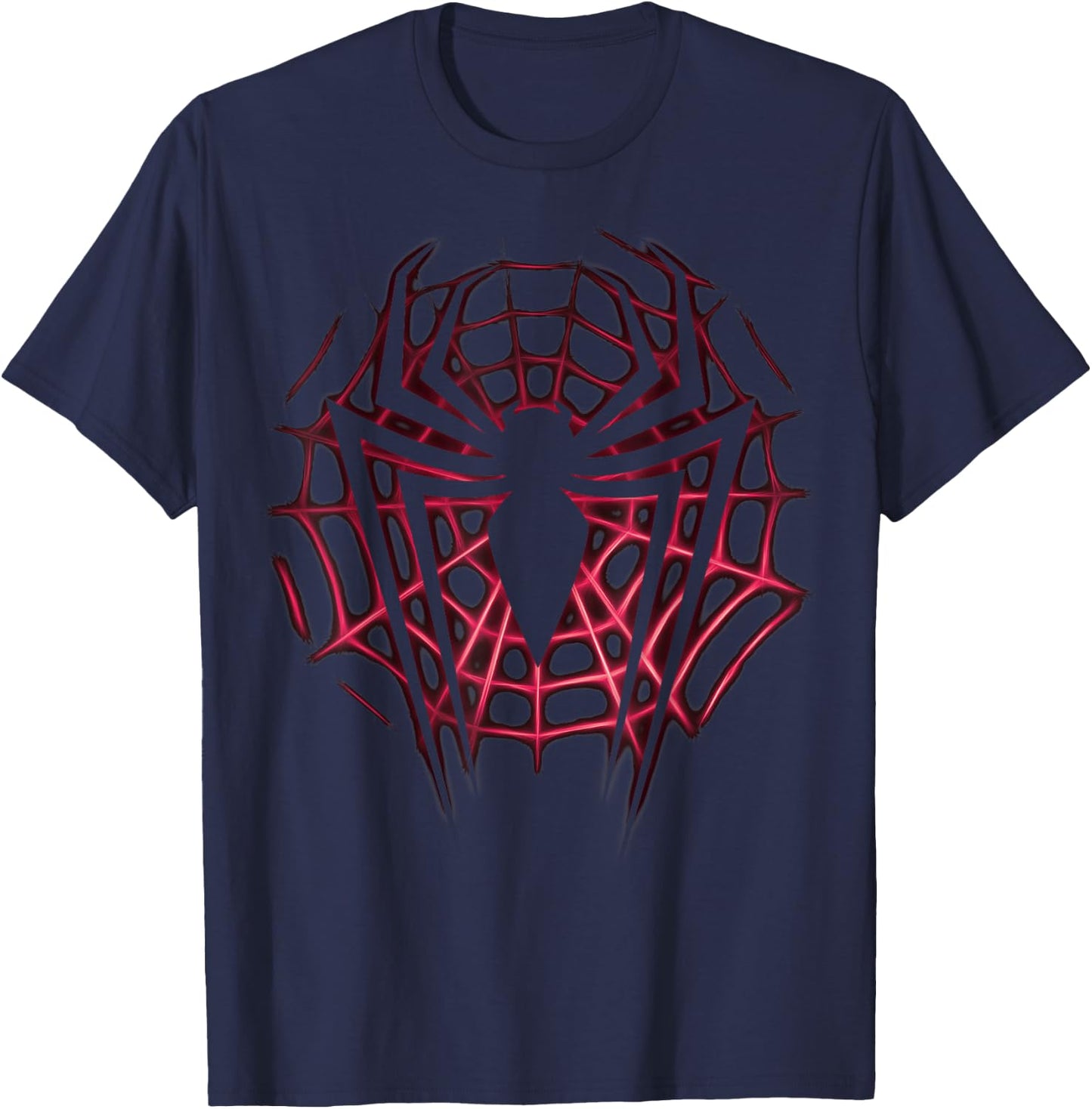 Marvel Spider-Man Silhouetted Long-Legged Logo Web Glow T-Shirt - T-Shirt | Navy