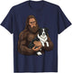 Bigfoot Holding Border Collie T-Shirt - T-Shirt | Navy