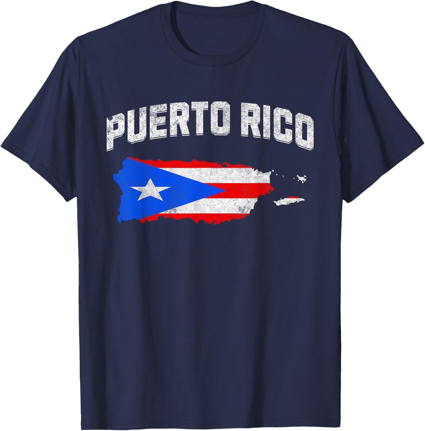 Boricua Puerto Rican Puerto Rico Map PR Flag Pride Vintage T-Shirt - T-Shirt | Navy