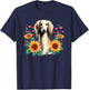 Sunflowers Saluki Dog Persian Greyhound T-Shirt - T-Shirt | Navy