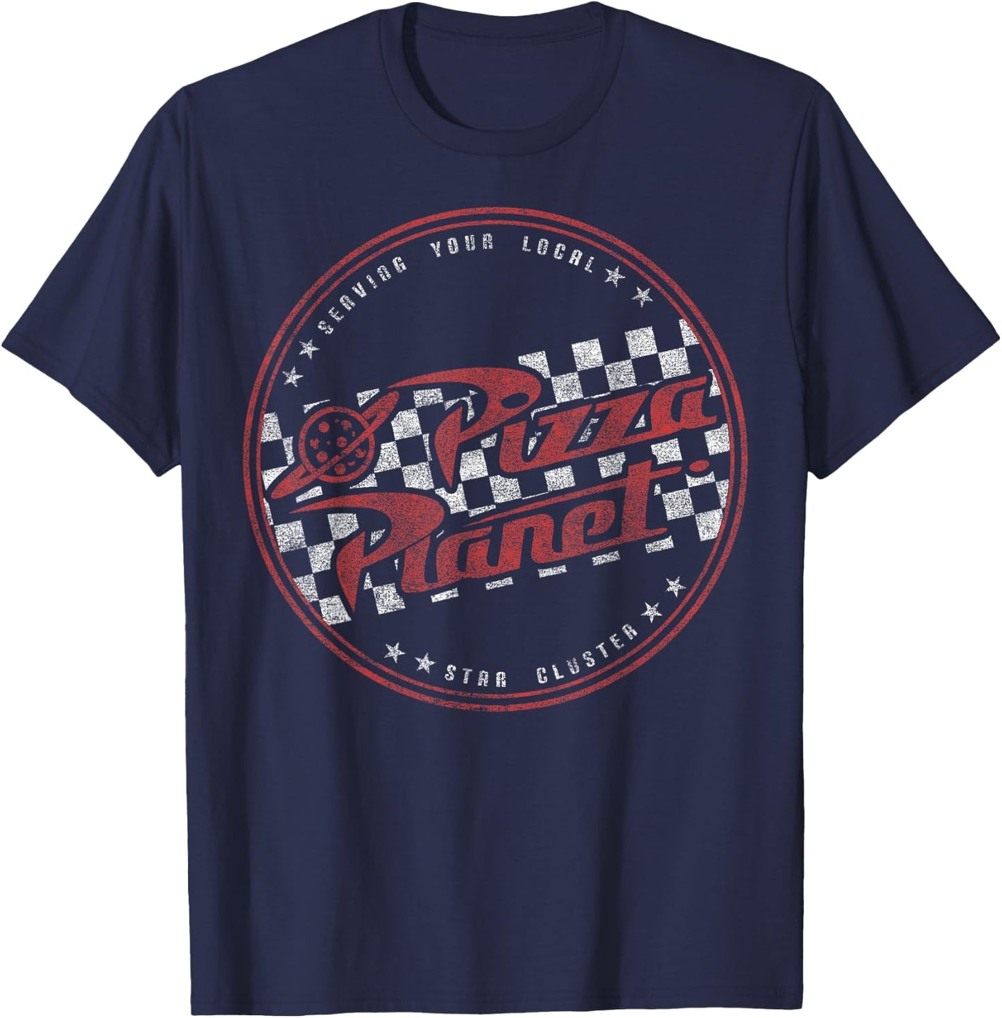 Disney Pixar Toy Story Pizza Planet Checkered Logo T-Shirt - T-Shirt | Navy