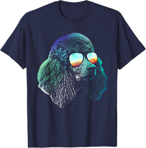 Disco Groovy Poodle Dog Gift T-Shirt - T-Shirt | Navy