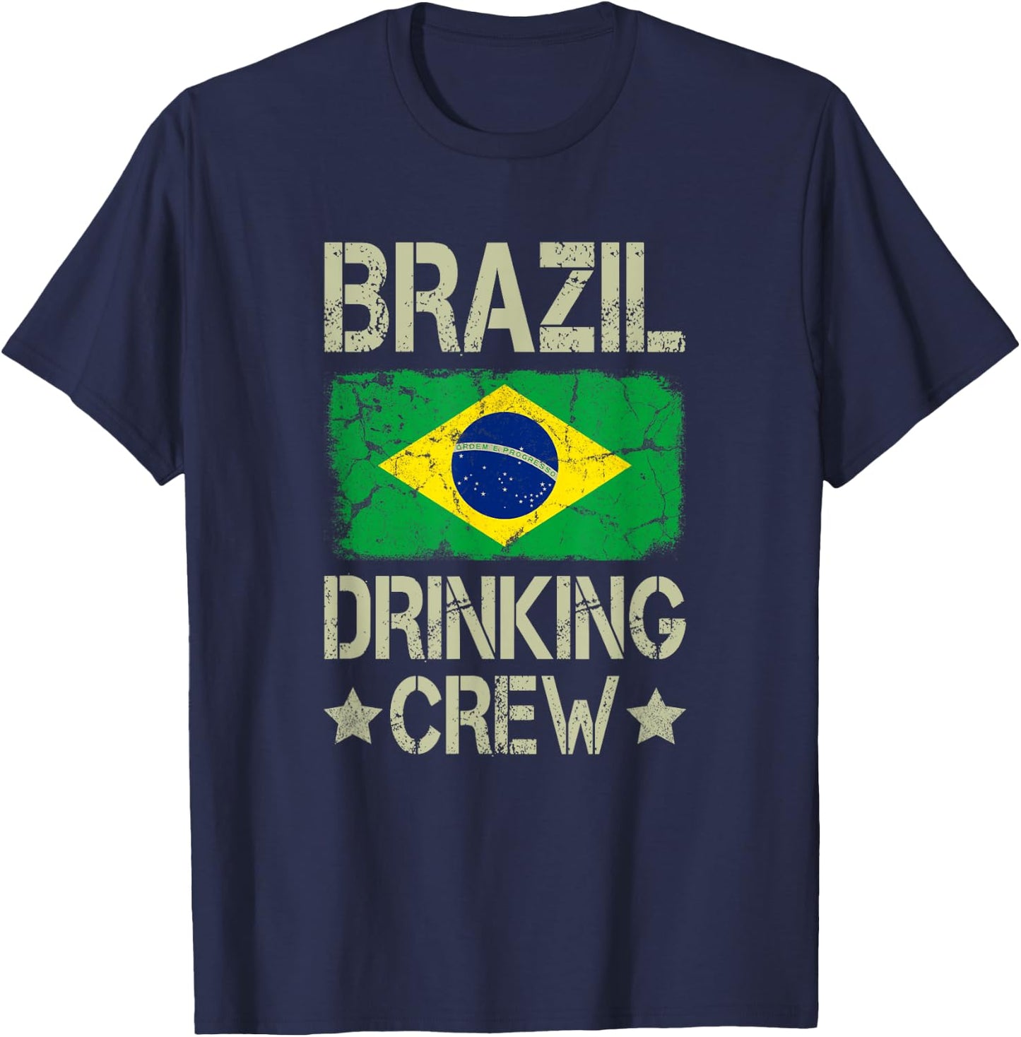 Brazil Drinking Crew Brazilian Flag Funny Matching Drinking T-Shirt - T-Shirt | Navy