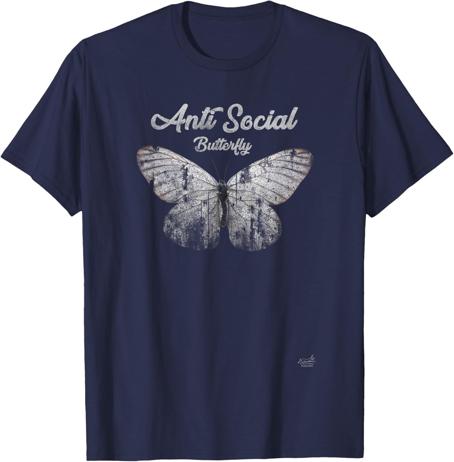 Anti Social Butterfly T-Shirt - T-Shirt | Navy