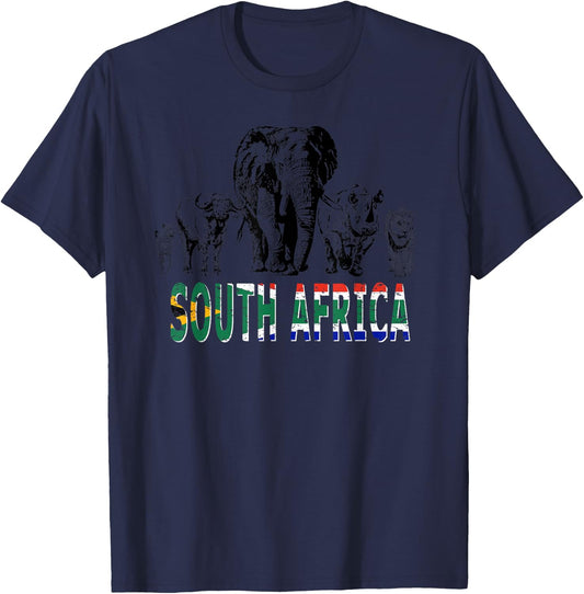 Big-Five South African Pride Artwork for Wildlife Lovers T-Shirt - T-Shirt | Navy