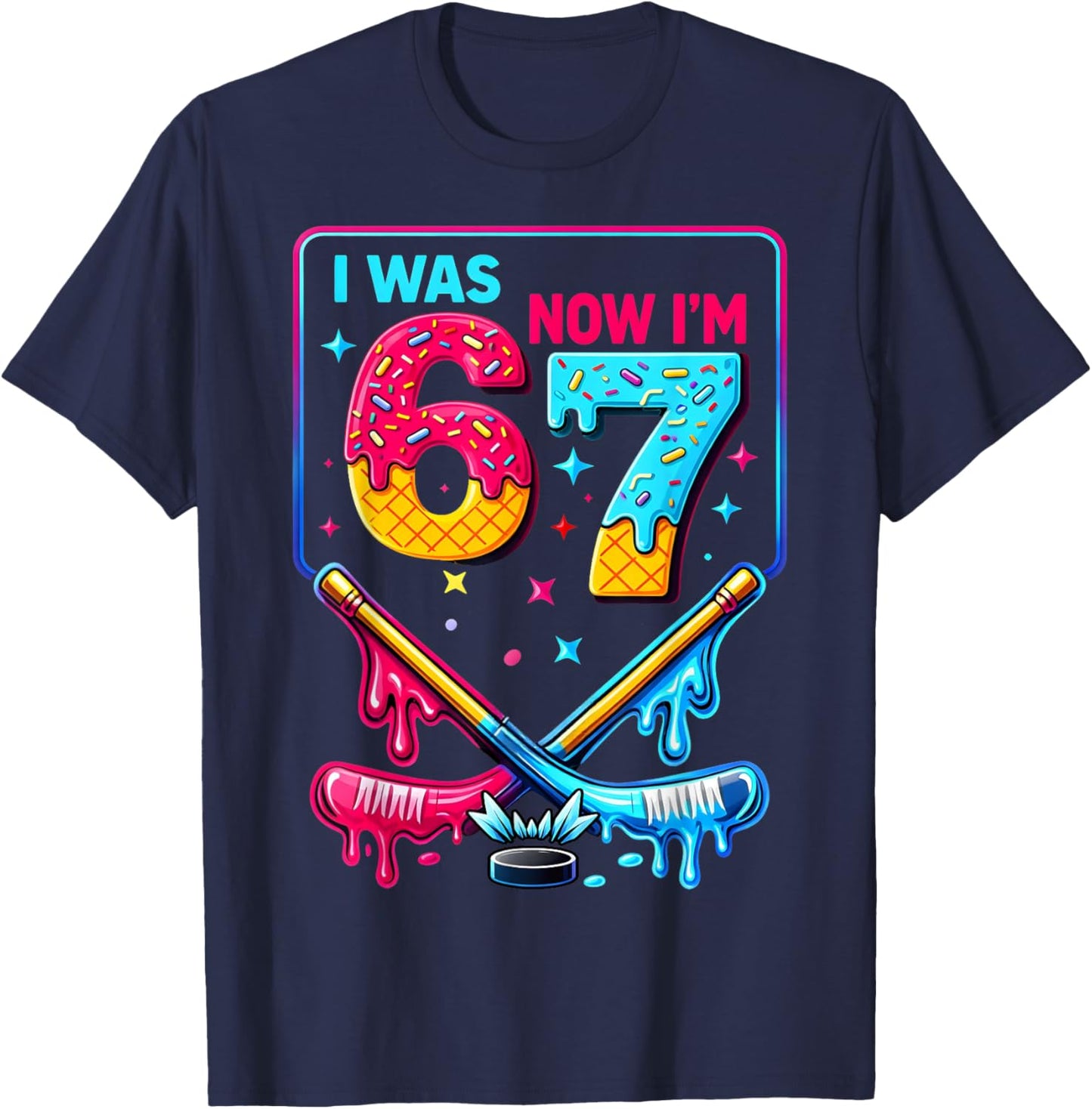 Ice Hockey I was 6 Now I'm 7 Birthday Boys Gifts for Kids T-Shirt - T-Shirt | Navy