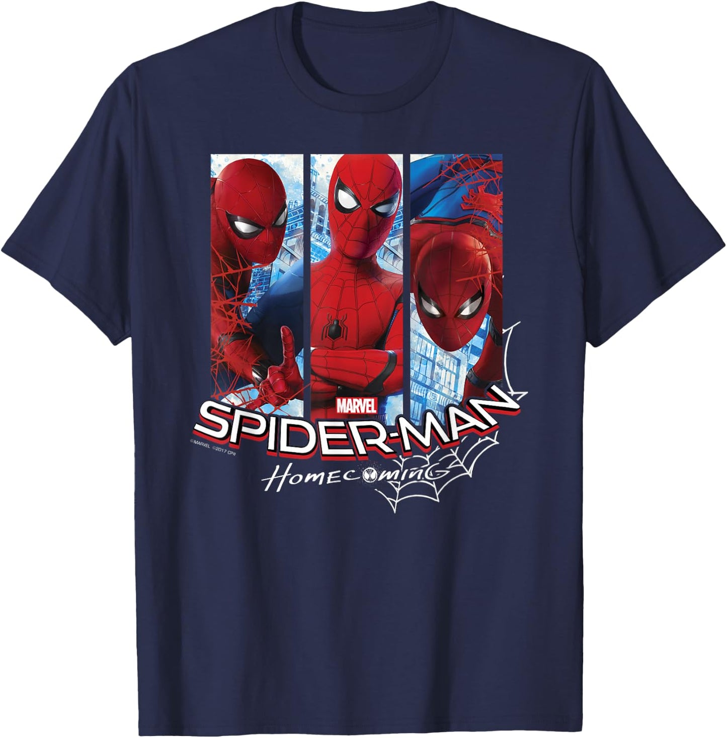 Marvel Spider-Man Homecoming Three Panel Pose T-Shirt - T-Shirt | Navy