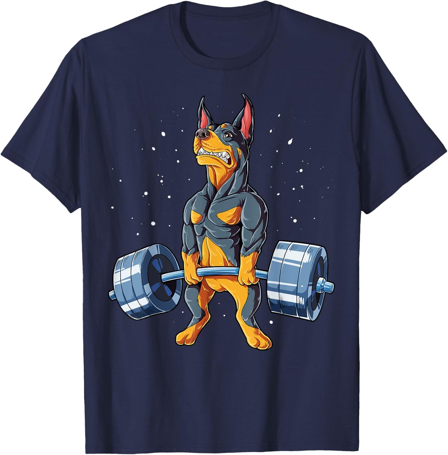 Doberman Weightlifting Funny Deadlift Men Fitness Gym Gifts T-Shirt - T-Shirt | Navy