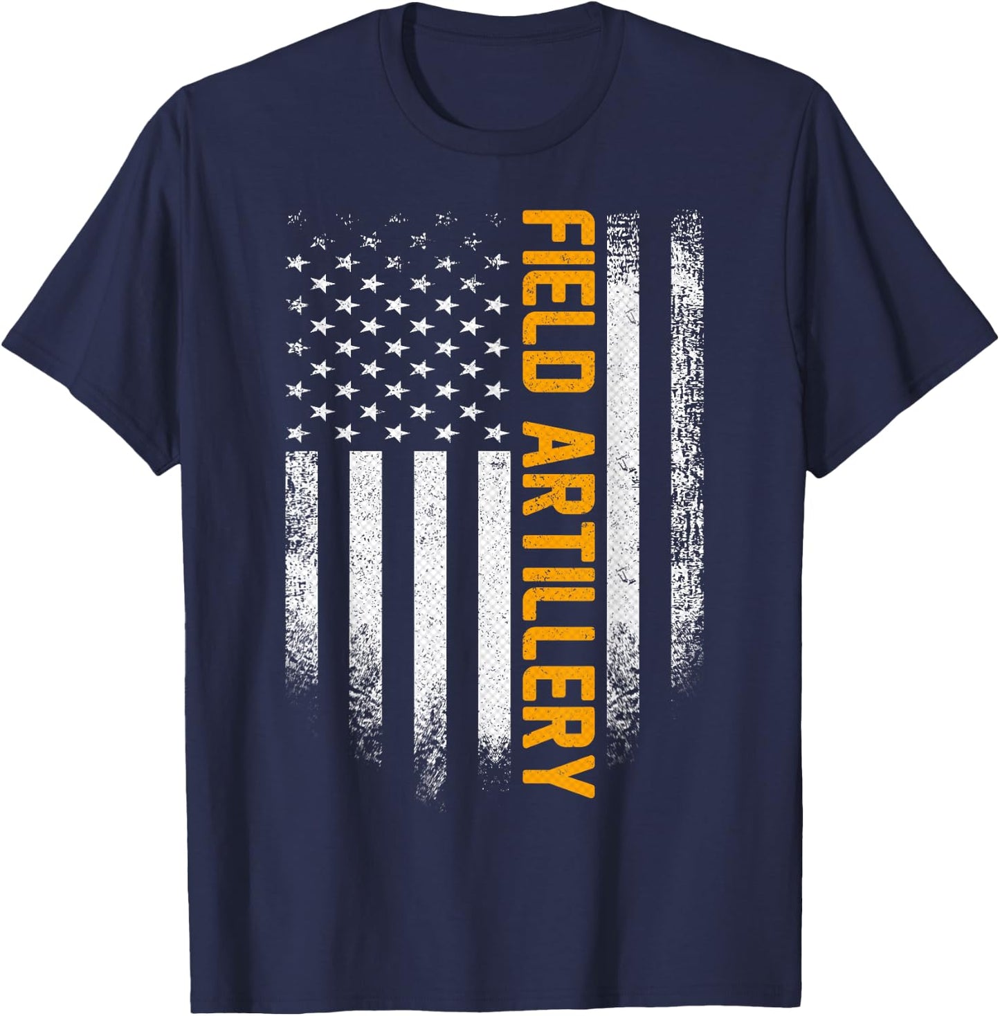 Vintage Field Artillery Distressed American Flag Patriotic T-Shirt - T-Shirt | Navy