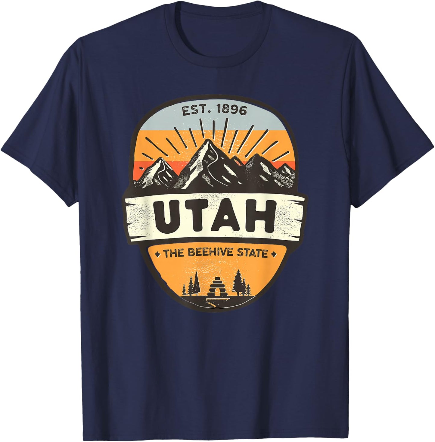 Utah The Beehive State, Vintage Retro Mountain, Camping T-Shirt - T-Shirt | Navy