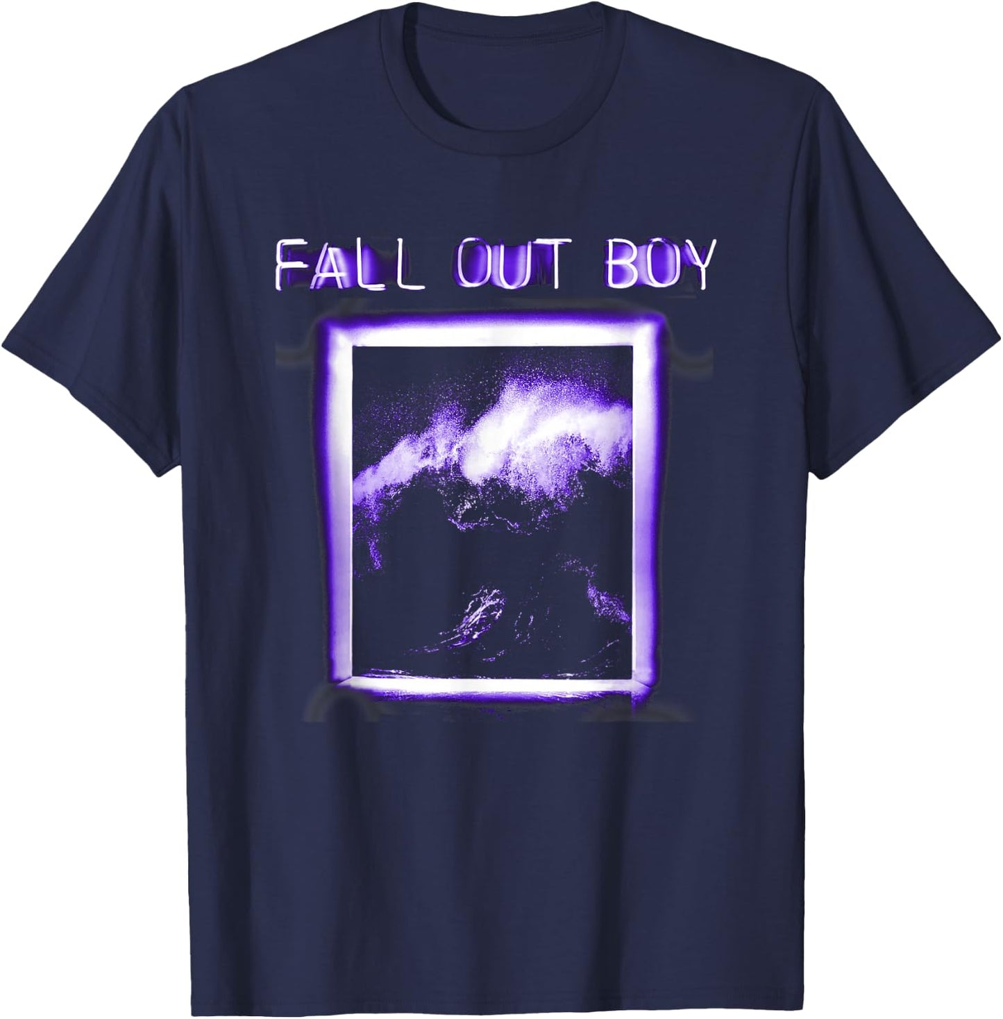 Fall Out Boy - Neon Wave Window Small T-Shirt - T-Shirt | Navy
