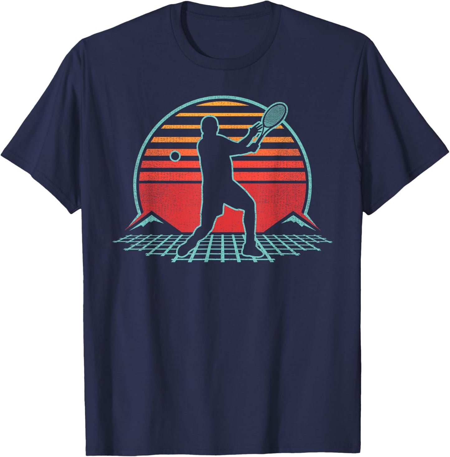 Tennis Retro Vintage 80s Style Coach Player Gift T-Shirt - T-Shirt | Navy