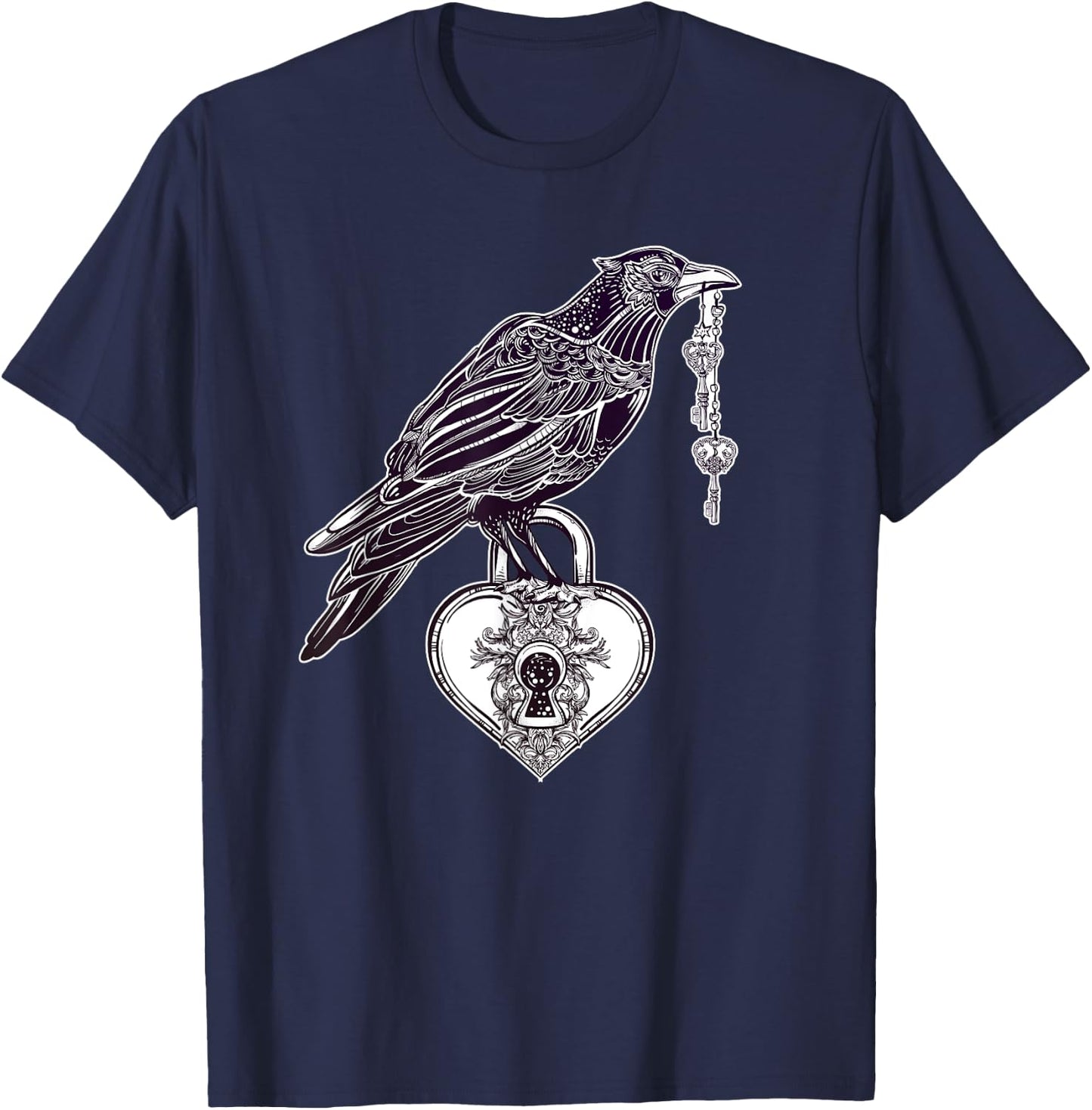 Stay Weird - Raven with Heart - Vintage Engraving T-Shirt - T-Shirt | Navy