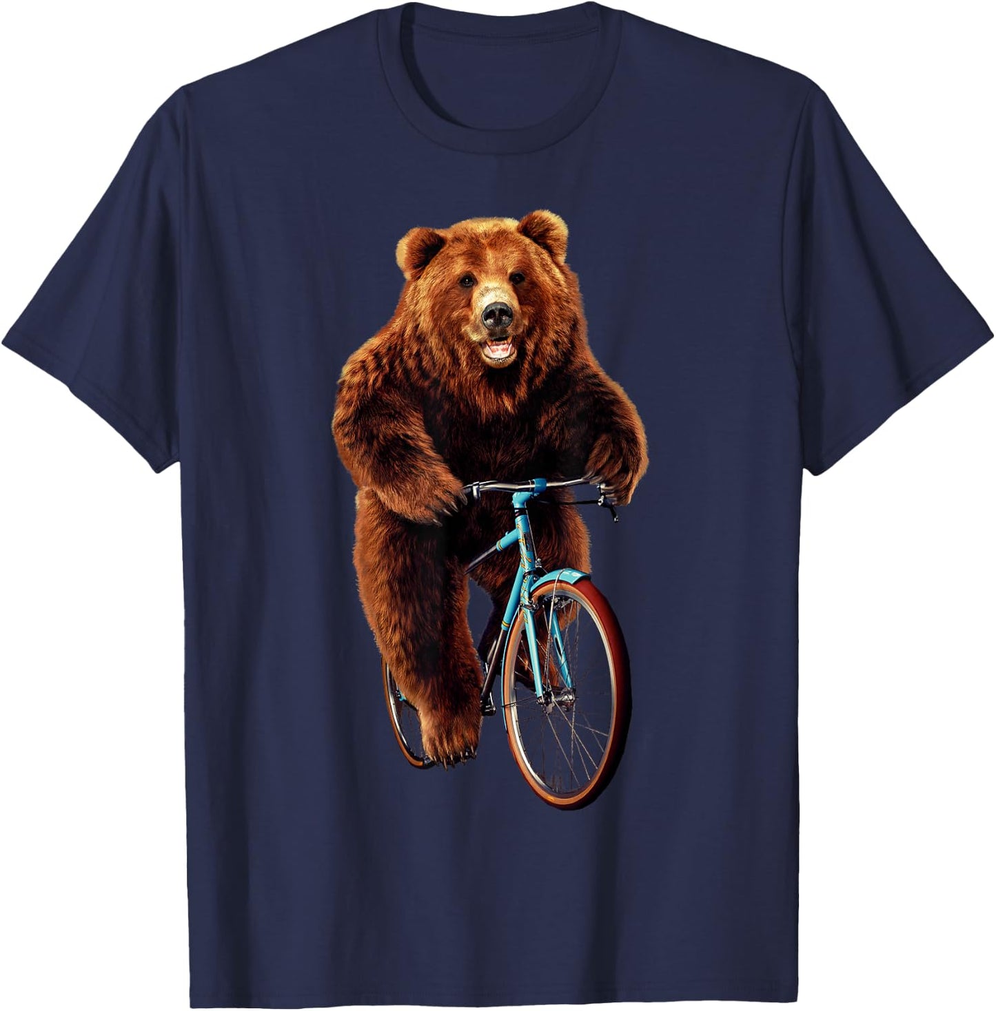 Mountain Biking Bear – Funny Cyclist Animal Lovers T-Shirt - T-Shirt | Navy