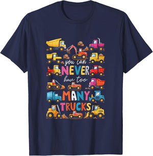 You Can Never Have Too Many Trucks Boys Construction Trucks T-Shirt - T-Shirt | Navy