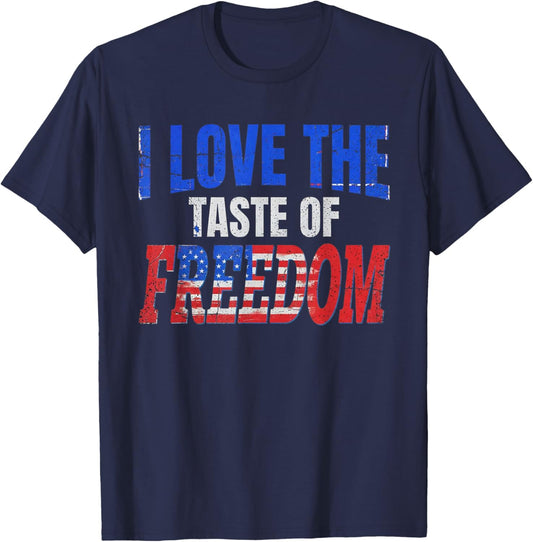 I Love The Taste of Freedom - Couples Matching 4th of July T-Shirt - T-Shirt | Navy