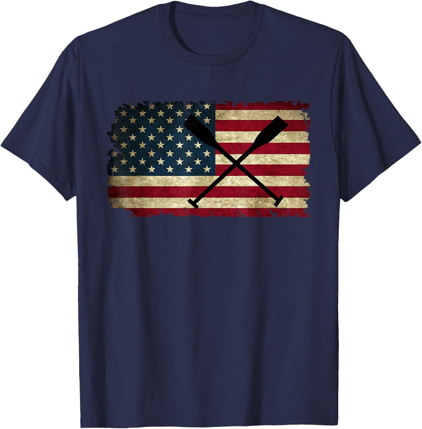 College Rowing Crew Row Team Oars American Flag Rower Women Kids Men T-Shirt - T-Shirt | Navy