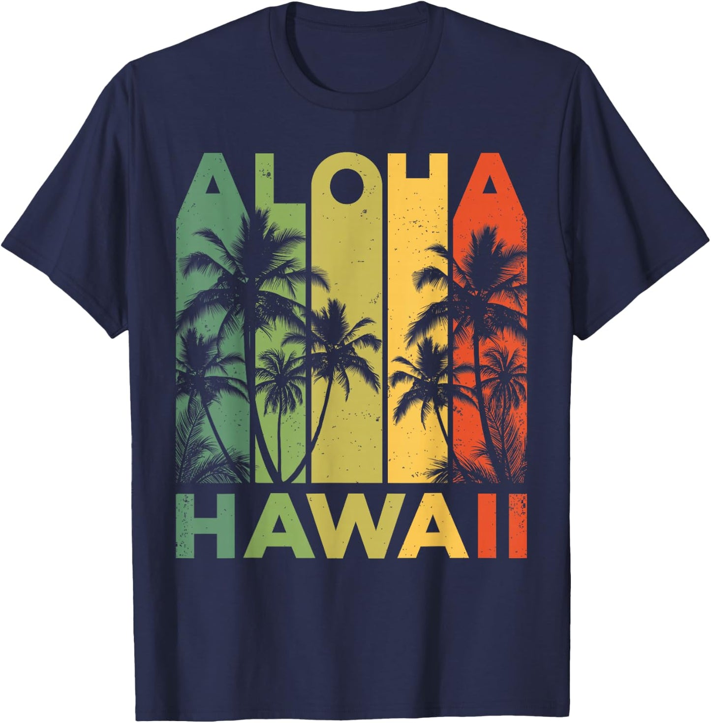 Aloha Hawaii Hawaiian Island Retro Vintage 1980s Throwback T-Shirt - T-Shirt | Navy