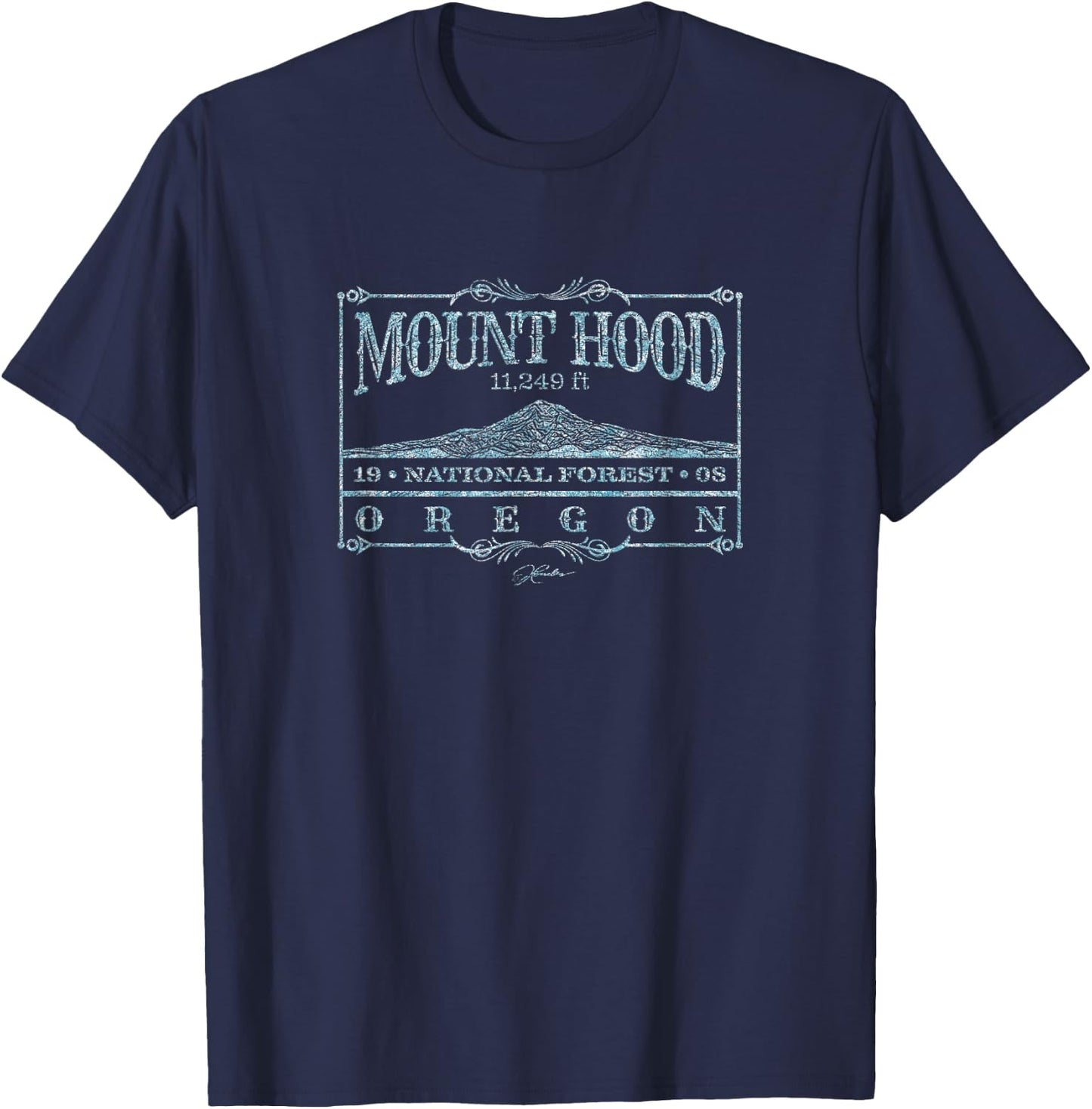 JCombs: Mount Hood National Park, OR (Distressed) T-Shirt - T-Shirt | Navy