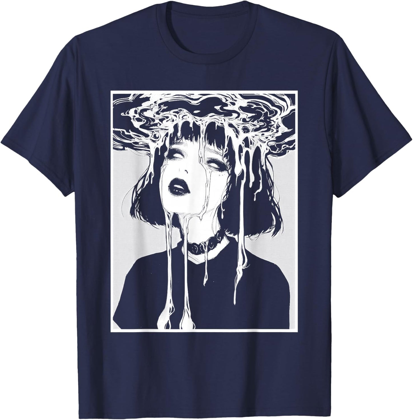Ghoul Girl | Trippy Horror Creepy Goth Grunge Edgy Harajuku T-Shirt - T-Shirt | Navy