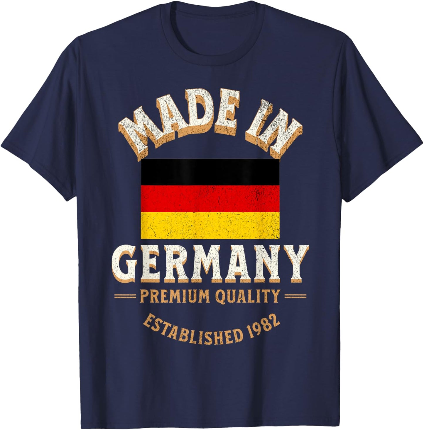 Made In Germany 1982 Premium Quality German Flag T-Shirt - T-Shirt | Navy
