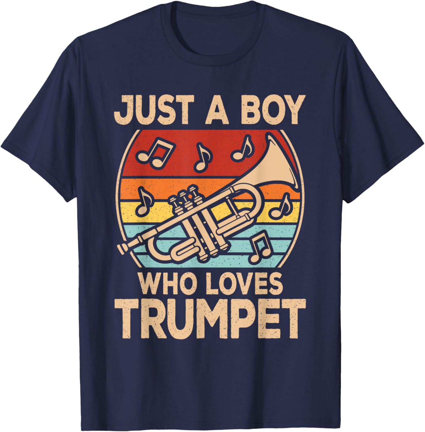 Just A Boy Who Loves Trumpet Funny Trumpeter Boys Kids T-Shirt - T-Shirt | Navy