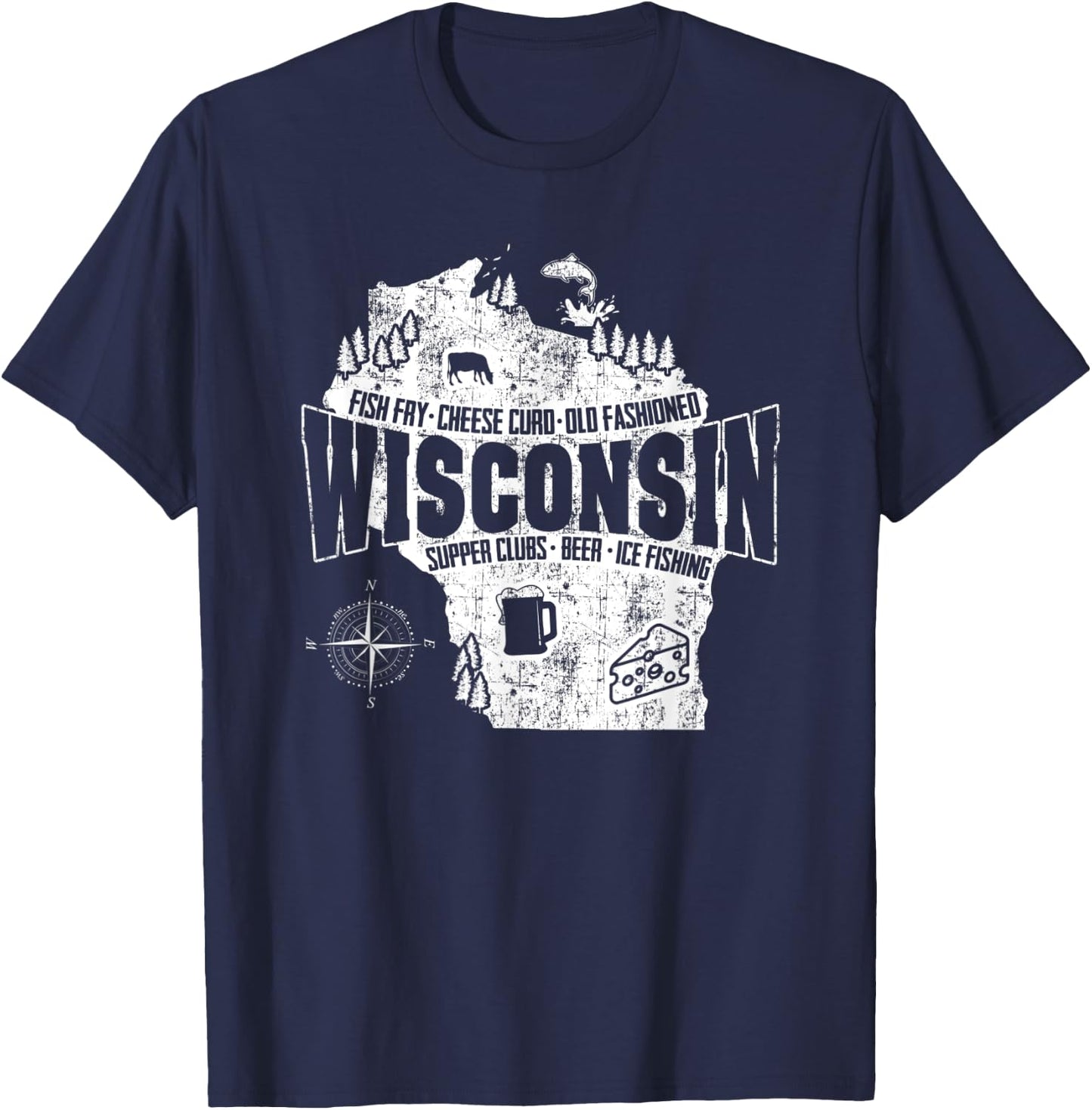 Vintage Wisconsin Shirt -I love Wisconsin T-Shirt - T-Shirt | Navy