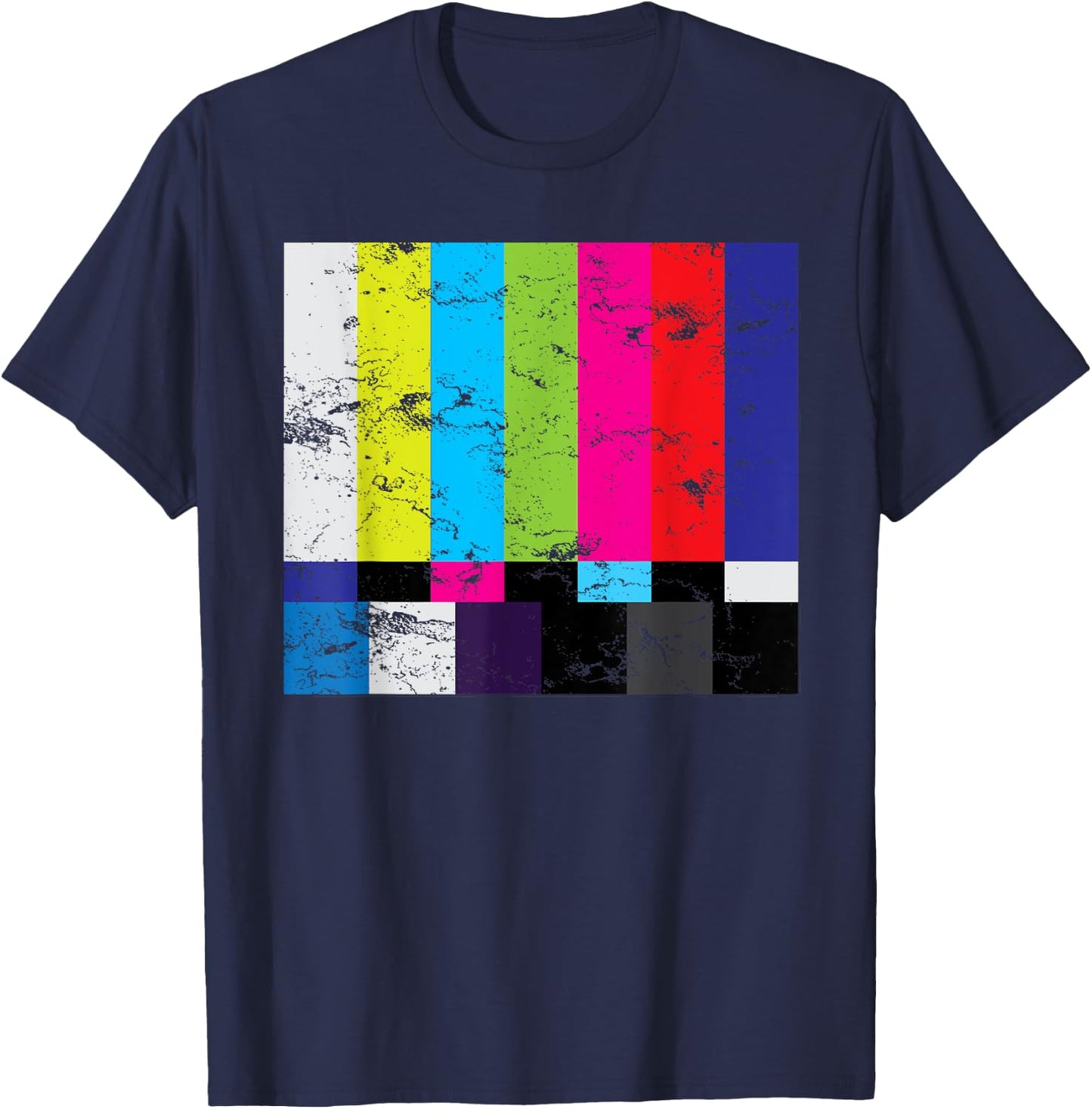 TV Color Bars Shirt Television Test Pattern Monitor Gift T-Shirt - T-Shirt | Navy