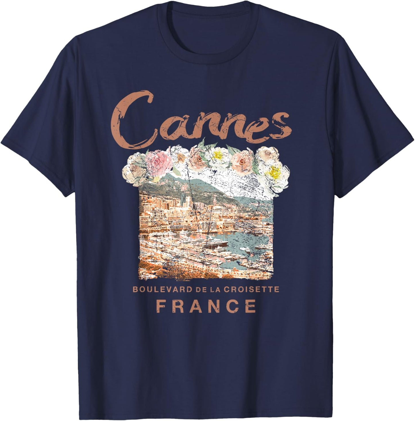 Cannes France French Riviera Festival Vintage T Shirt T-Shirt - T-Shirt | Navy