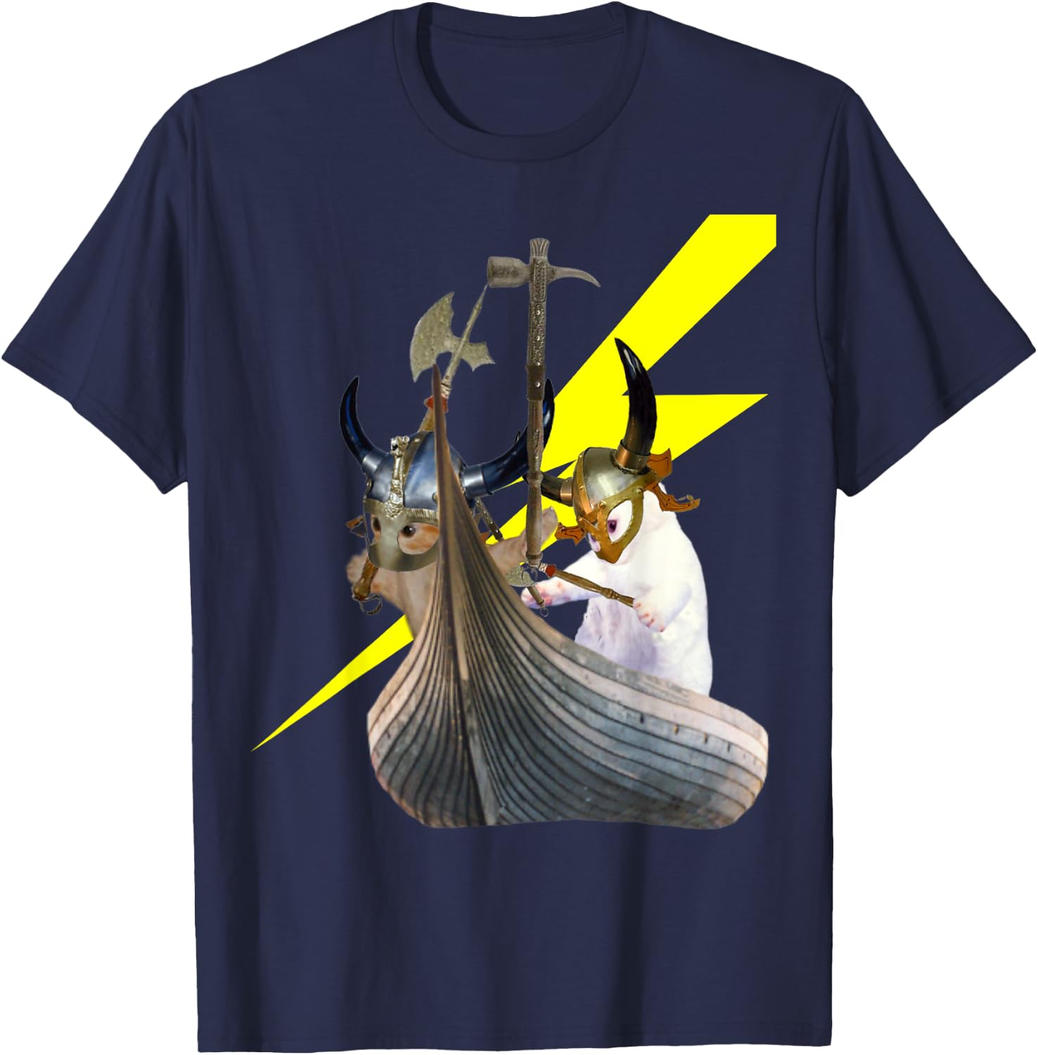 Viking Kittens in their longboat T-Shirt - T-Shirt | Navy