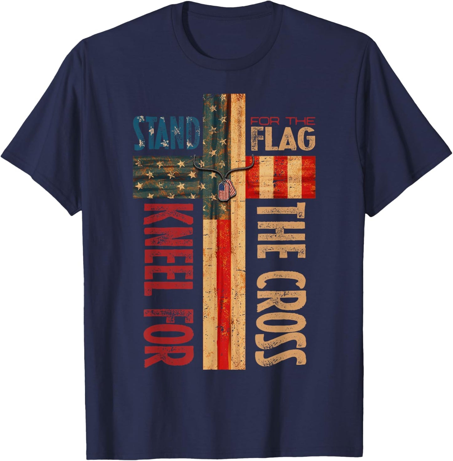 USA Flag Religious Quote 4th of July for Christian Faith T-Shirt - T-Shirt | Navy