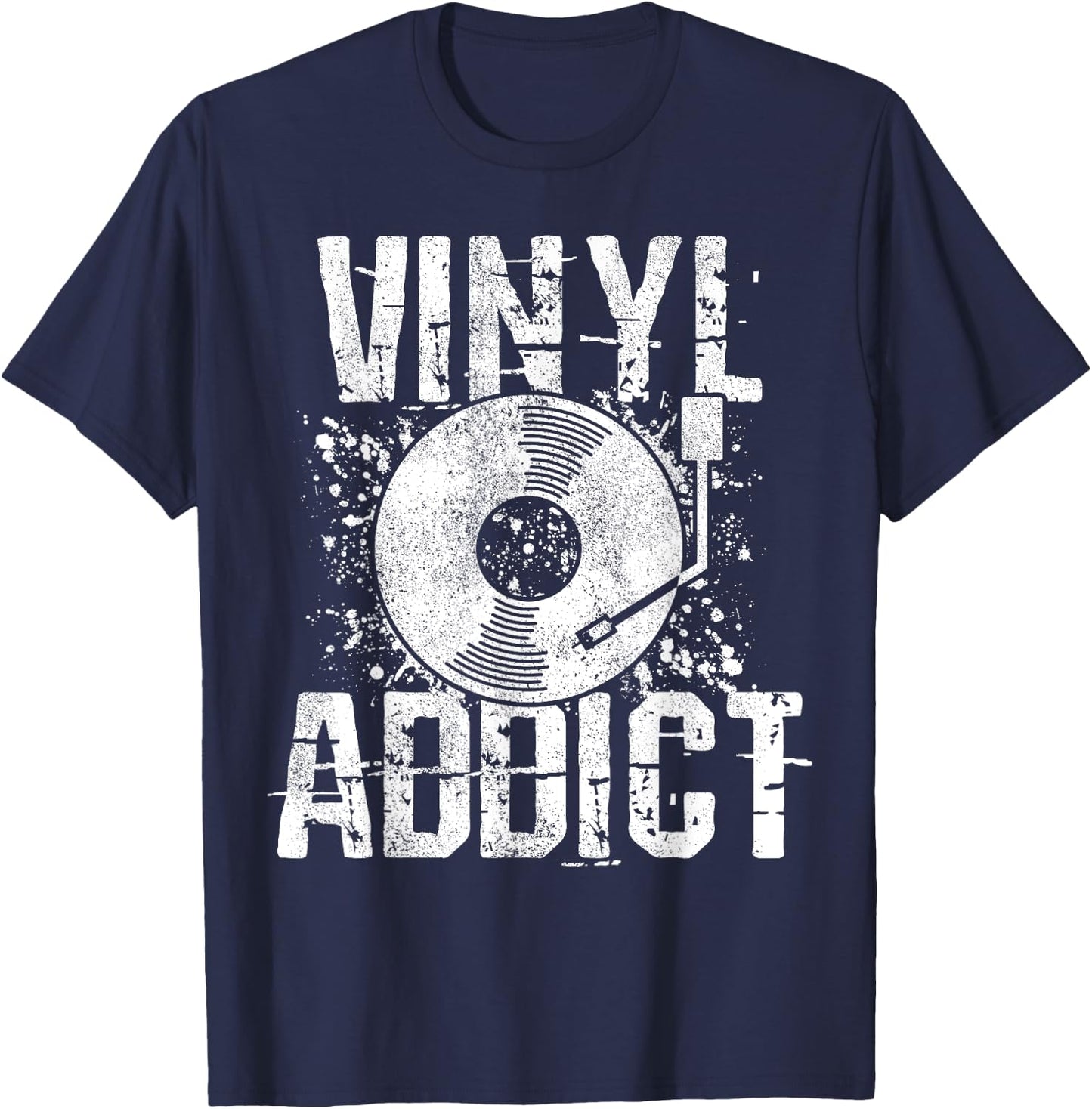 Vinyl Addict Retro Music DJ Old School T-Shirt - T-Shirt | Navy