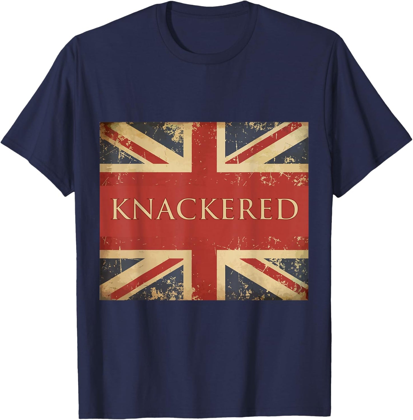 Knackered England Apparel Union Jack Flag UK Slang British T-Shirt - T-Shirt | Navy