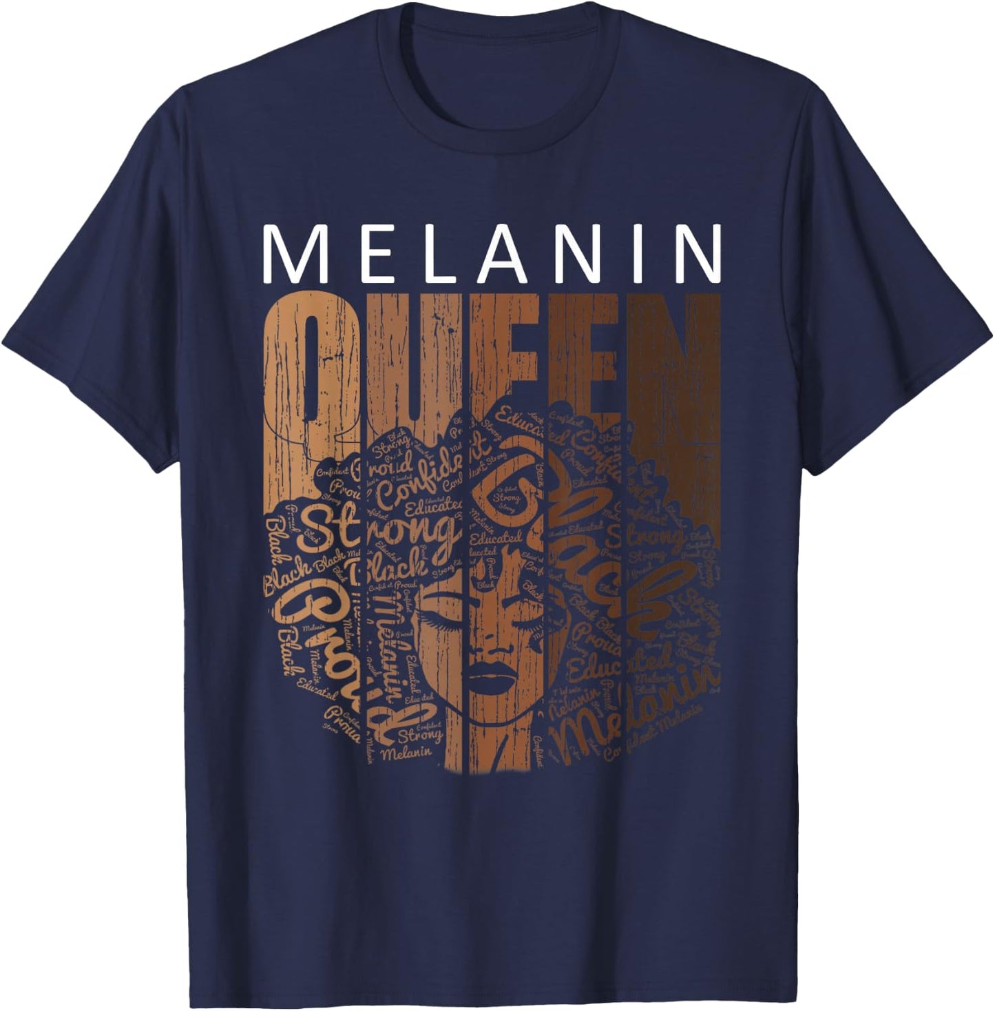 Afro Melanin Queen Strong Black Natural African American T-Shirt - T-Shirt | Navy
