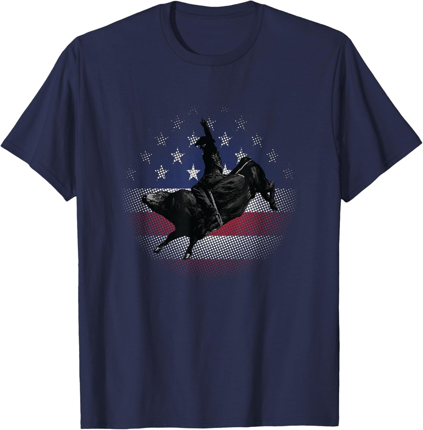 Bull Riding USA Flag Rodeo Gift Cowboys T-Shirt - T-Shirt | Navy
