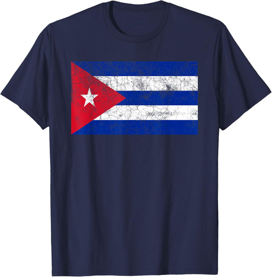 Cuban Flag T Shirt Cuba Vintage Pride Men Women Kids Gift T-Shirt - T-Shirt | Navy
