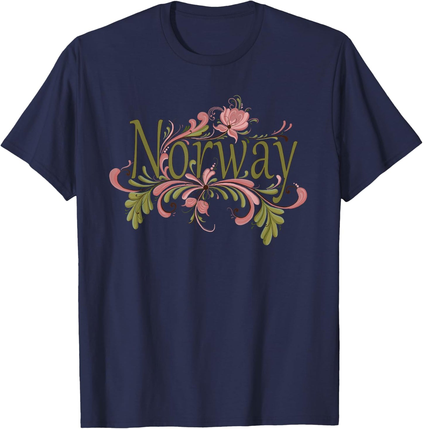 Eventyr Rosemaling Norway Norwegian Norway Rosemaling Norwegian Gift T-Shirt - T-Shirt | Navy