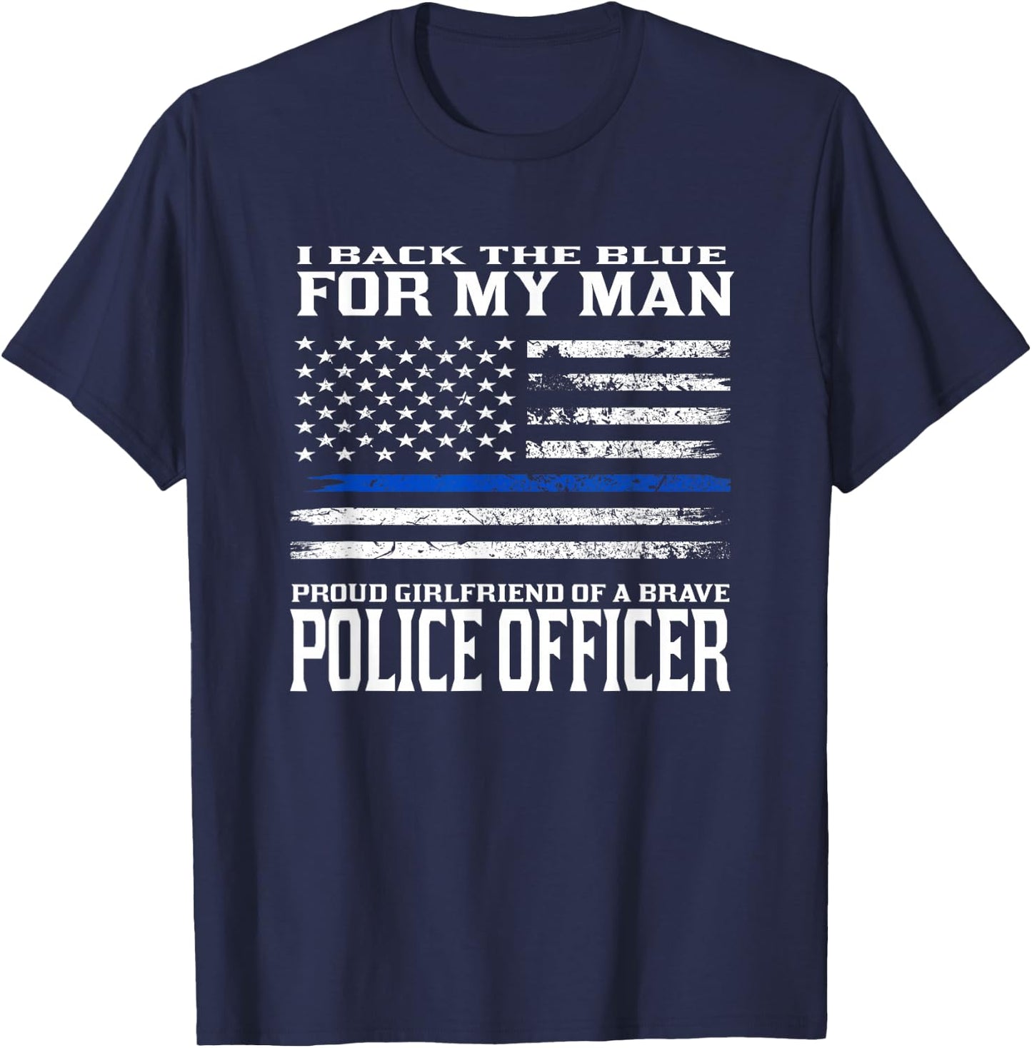 Thin Blue Line Shirt - Proud Girlfriend Of Police Officer T-Shirt - T-Shirt | Navy
