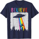 Alien Unicorn UFO Rainbow T-Shirt - T-Shirt | Navy